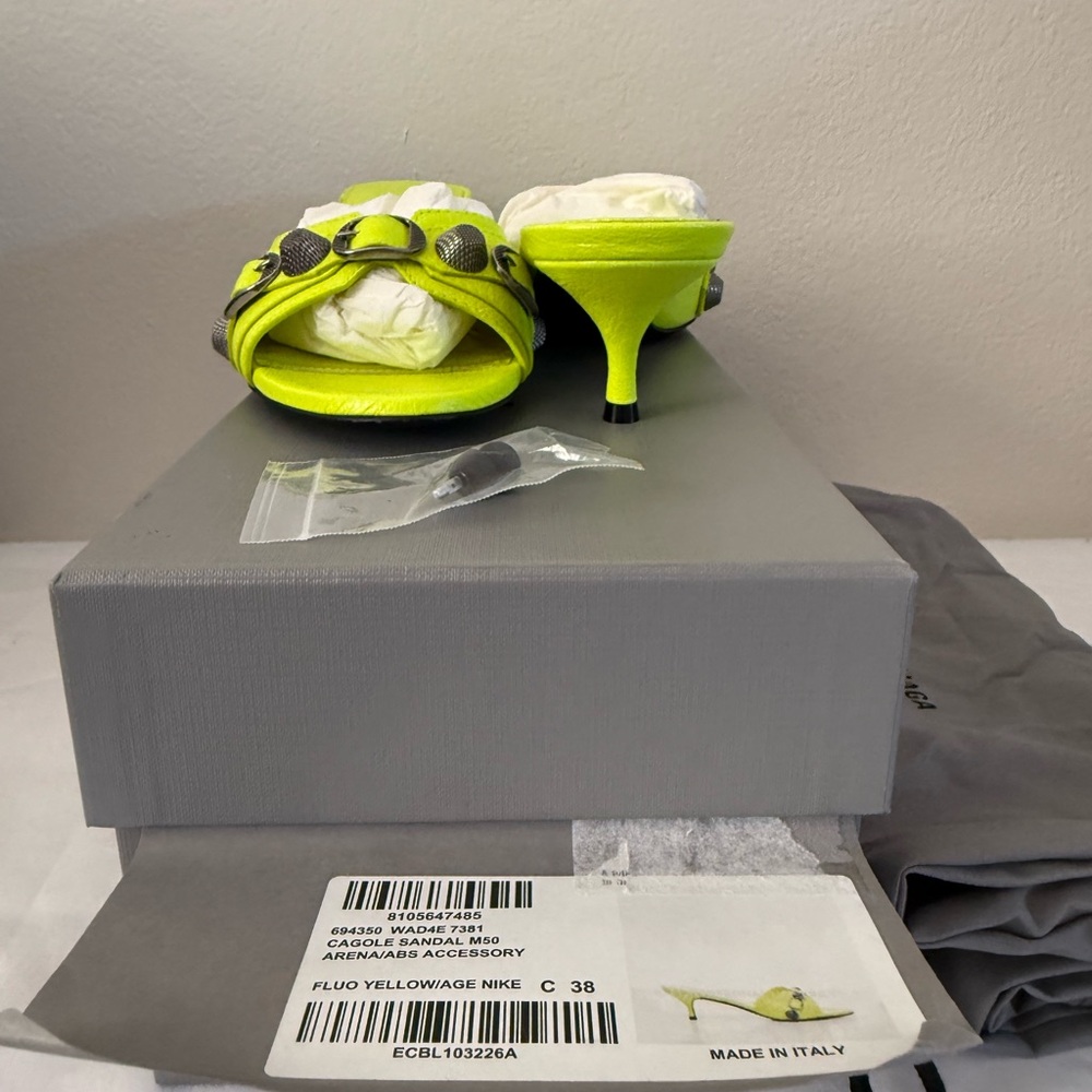Balenciaga Fluo Yellow Cagole Sandal - Women's Heels